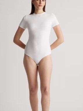 Quince 2 bodysuits size large White/Black Short sleeve Stretch Cotton Jersey